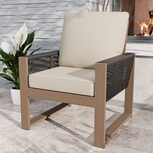 EAGLE PEAK Natural Cedar Patio Dining Chair, Real Wood Outdoor Furniture with Cushion - 1 of 4