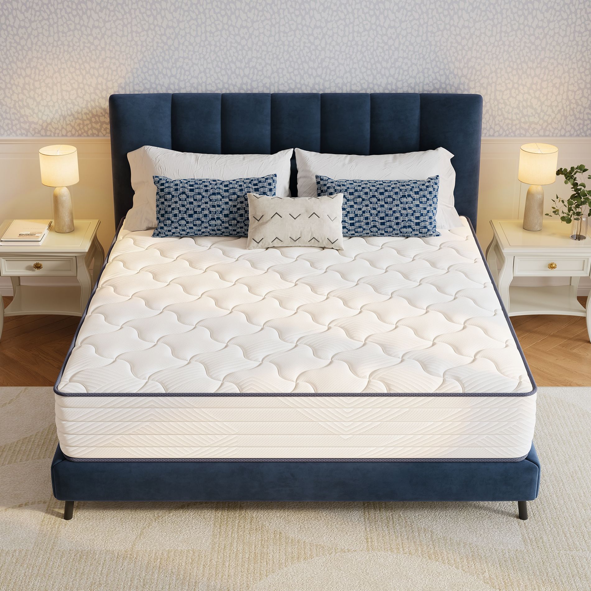 Swedrea Hybrid Mattress Medium Skin Friendly Memory Foam in White,, and Blue