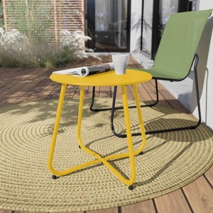 GRANDPATIO Designs Steel Patio Side Table, Weather Resistant Outdoor Round End Table - 1 of 4