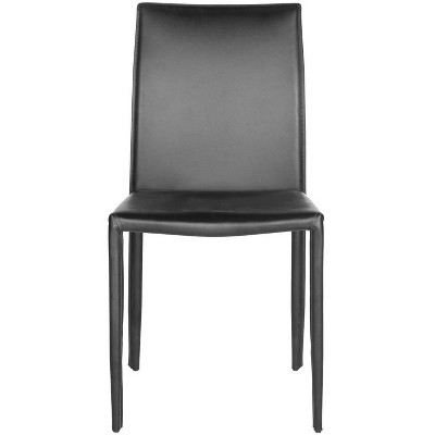 Karna Black Leather Upholstered Dining Side Chair Set