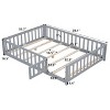 （SC 1个包裹） Plywood Full Size Floor Platform Bed with Fence and Door for Kids, Montessori Floor Bed Frame Grey - 3 of 4