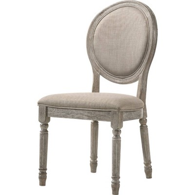 Set of 2 Side Chairs with Oval Padded Back and Turned Legs Brown - Benzara