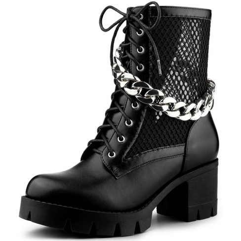 Women Platform-Heeled Shoes with Chain Accent