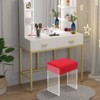 YIYIBYUS Modern Minimalist Acrylic Stool Chair, Makeup Stool Chair with Cushion, Modern Multifunctional Vanity Stool - 3 of 4