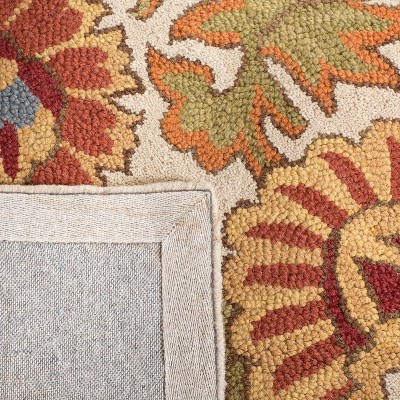 Ivory Multi Floral Hand-Knotted Wool Area Rug, 3' x 5'