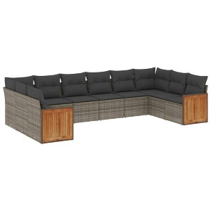 vidaXL Garden Sofa Set Grey Poly Rattan Large Modular Garden Sofa Set - 1 of 4