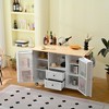 JUJABU White Mobile Kitchen Island on Wheels with Drop-Leaf Top, Drawers, Cabinet, Towel & Spice Racks - 3 of 4