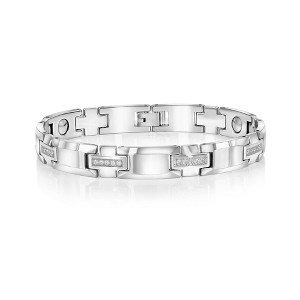 Metallo Magnetic Tungsten, CZ Bracelet - Silver - 8.5 Inch - 1 of 3