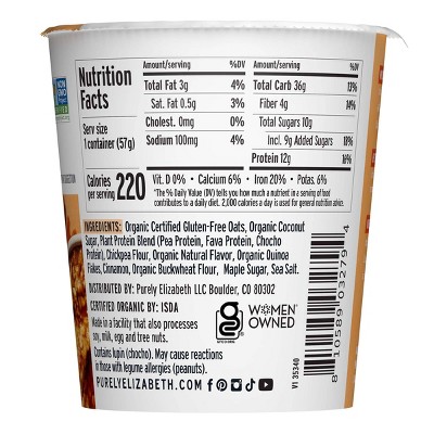purely elizabeth. Cinnamon Roll Protein Oatmeal Cup - 2oz