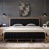 Velvet Upholstered Bed Frame with Headboard - 3 of 4