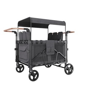 Acekool 6 Seat Stroller, Compact Fold with One-Step Rear Brake, 8in/10in EVA Tires, Detachable Front Wheels, 5-Point Harness, Large Storage Bag,Black - 1 of 1