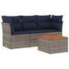 4 Piece Patio Sofa Set with Cushions Gray Poly Rattan vidaXL - 2 of 3