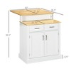 Kitchen Island with 2-Level Rubber Wood Tabletop, Island Table with Adjustable Shelves and Drawers - 3 of 4