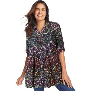 Woman Within Plus Size Rayon 7-Day Pintucked Tunic Blouse - 1 of 4