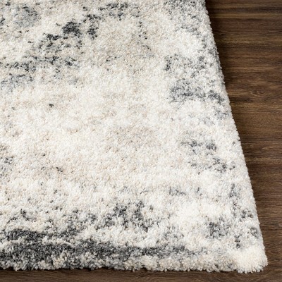 Gray and Charcoal Abstract Synthetic Fur Area Rug 6'7" x 9'