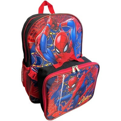 Marvel Spiderman 16" School Backpack with Large Pocket & Rectangular Lunch Bag