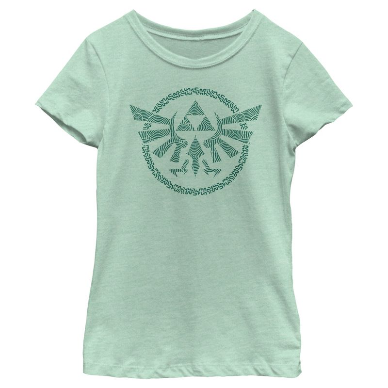 Girl's Nintendo The Legend of Zelda: Tears of the Kingdom Green Hyrule Crest T-Shirt, 1 of 5