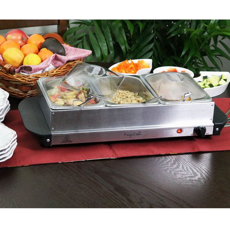 MegaChef Buffet Server & Food Warmer With 3 Sectional Trays, 2 of 9