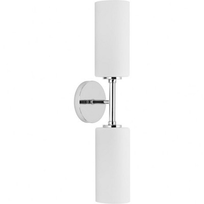 Progress Lighting Cofield 2-Light Wall Bracket, Polished Chrome, Glass Shade