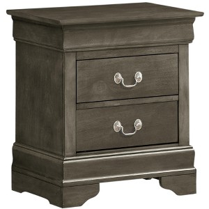 Vynxaria Traditional Charming Nightstand - Gray Finish, 24"Hx22"Wx16"D, Sturdy Construction, No Assembly Required, Bedroom Furniture - 1 of 4