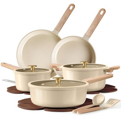 Carote Khaluna 14pc Ceramic Coating Nonstick Cookware Set Granite