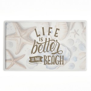 Stupell Industries Better At Beach Seashells Printed Plush Bath Mat And Bath Rug, Design By Kim Allen, 18"X30" - 1 of 4