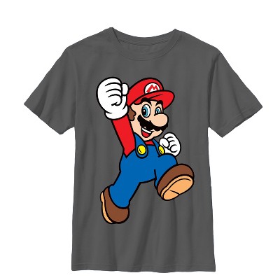 Boy's Nintendo Mario Jumpman T-shirt - Charcoal - Small : Target