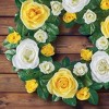 Collections Etc Artificial Yellow and White Roses Hanging Wreath - 4 of 4