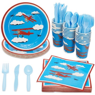 144 Pieces Dinosaur Birthday Party Supplies with Plates, Knives