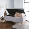 KWPZQEB Ottoman Bench with Storage, Button Tufted Fabric Bench with Upholstered & Wood Legs, End of Bed Bench for Bedroom, Living Room, Hallway - 3 of 4