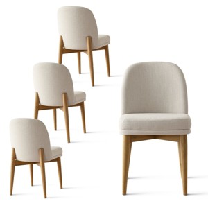 Upholstered Linen Dining Chairs with Solid Wood Legs, Modern Armless Fabric Chairs for Dining Room or Kitchen Table-Maison Boucle - 1 of 4