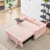 Dual functions corduroy sofa with pull-out and push-in, equipped with a movable tabletop and USB ports for use in living rooms bedrooms - 2 of 4
