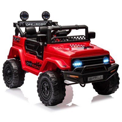 12V Electric Ride-On Truck for Kids - Remote Control Car with Spring Suspension, LED Lights