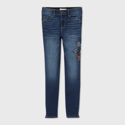 women's floral embroidered jeans