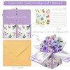 Wrapables 3D Pop Up Floral Greeting Card, Flower Bouquet Card for Mother's Day, Birthday, Anniversary, All Occasions, Purple Bouquet - 2 of 4