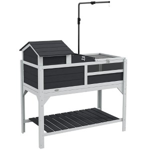 Resenkos Tortoise House, Tortoise Habitat Enclosure,Tortoise Enclosure Tortoise House w/ Adjustable Lamp Holder, Storage Shelf, Gray - 1 of 4