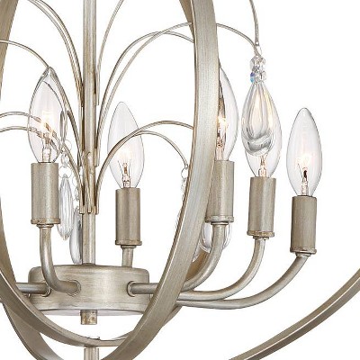 Champagne Satin Silver Crystal Orb 8-Light Chandelier