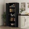 Yukimo 63" Cinnamon Black Wood Grain Kitchen Pantry, Freestanding Cabinet with 2 Adjustable Shelves, Elegant Handles, Anti-Tipping Safety Feature - 2 of 4