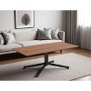 HomeRoots 48" Brown and Black Wood and Steel Pedestal Coffee Table - 2 of 4