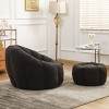 Teddy Fabric Bean Bag Chair with Footstool, Foam-Filled Lounge Sofa, Cozy Floor Seating for Relaxing-Baofuwish - 3 of 4