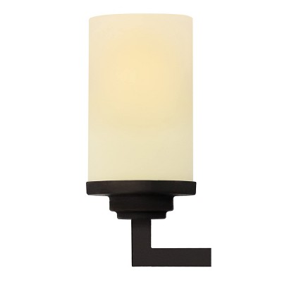 Ebony Bronze 15" Vanity Light with Frosted White Glass Shades