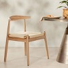 Set of 2 Dining Chairs with Handwoven Seat, Mid-Century Modern Armless Accent Chairs with Solid Oak Wood Frame-Baofuwish - 2 of 4