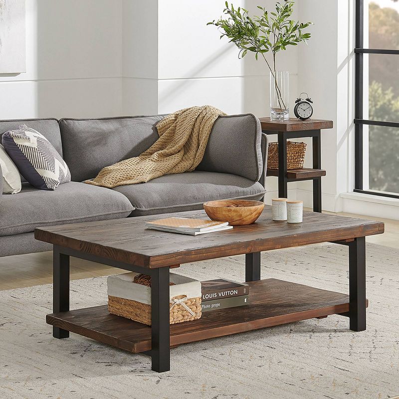 48" Pomona Wide Coffee Table Reclaimed Wood Rustic Natural - Alaterre Furniture, 3 of 10