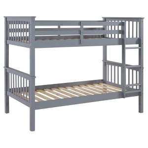 Twin Over Twin Solid Wood Mission Design Bunk Bed - Gray - Saracina Home