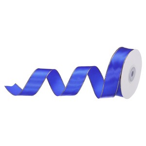 Unique Bargains Double Face Wide Satin Ribbon with Gold Edges for Wedding Bouquet - 1 of 4