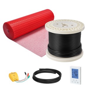 VEVOR 120 sqft Floor Heating Mat System, 120V Electric Radiant Heated Floor System, with Decoupling Membrane & Smart Control Thermostat & Alarm,Black - 1 of 4