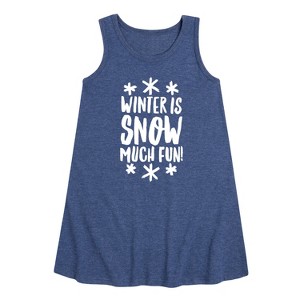 Girls' - Instant Message - Winter Is Snow Much Fun Graphic Sleeveless Aline Dress - 1 of 4