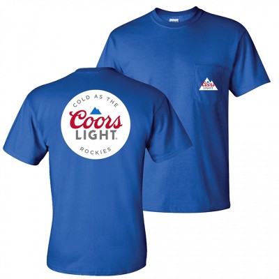 Mens Coors Light Mountain Pocket Logo with Rear Logo Print T-Shirt