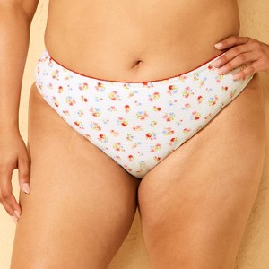Women's Textured Floral Print Mid-Rise High Leg Cheeky Bikini Bottom - Wild Fable™ Cream - 1 of 3