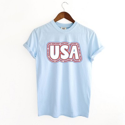 Simply Sage Market Women's USA Outline Short Sleeve Garment Dyed Tee